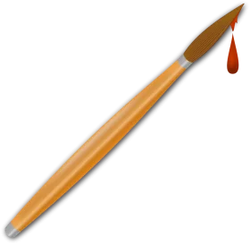 Artistic Paintbrush Clipart with Warm Golden Wooden Handle and Dripping Paint Tip