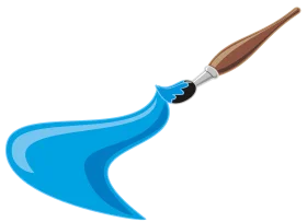 Blue Artistic Paint Brush Clipart with Elegant Fluid Stroke Design