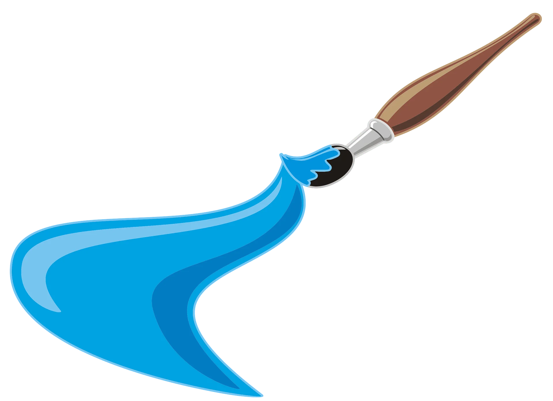 Blue Artistic Paint Brush Clipart with Elegant Fluid Stroke Design