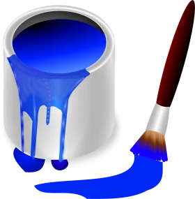 Blue Paint Brush and Paint Bucket Clipart - Creative Artistic Design Element
