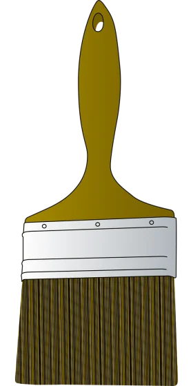 Classic Olive Green Wooden Handle Wide Flat Paint Brush Clipart Design