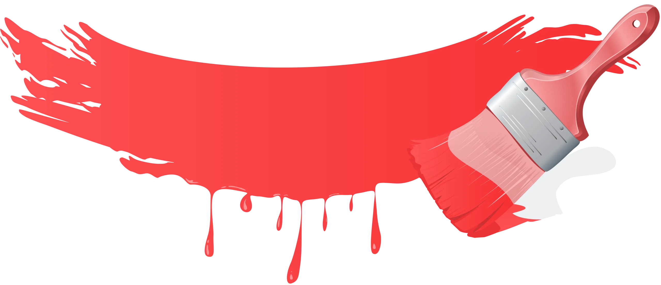 Dynamic Red Paint Brush Clipart Sweeping Artistic Stroke with Dripping Essence