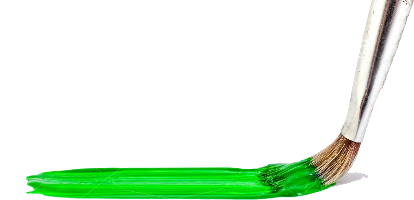 Emerald Green Paint Brush Clipart with Soft Bristles and Sweeping Stroke