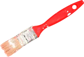 Pristine Red-Handled Flat Paintbrush Clipart with Soft Bristles and Clean Design