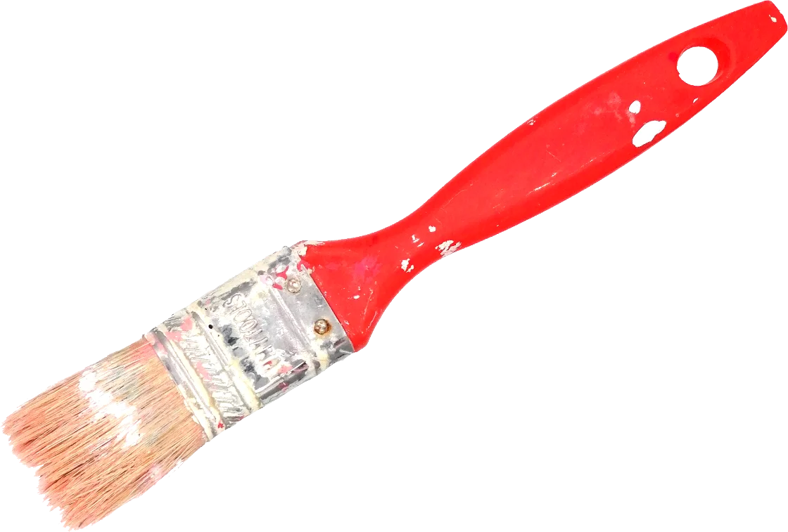 Pristine Red-Handled Flat Paintbrush Clipart with Soft Bristles and Clean Design