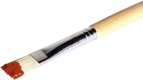 Professional Artist Paintbrush Clipart with Wooden Handle and Red Paint Tip