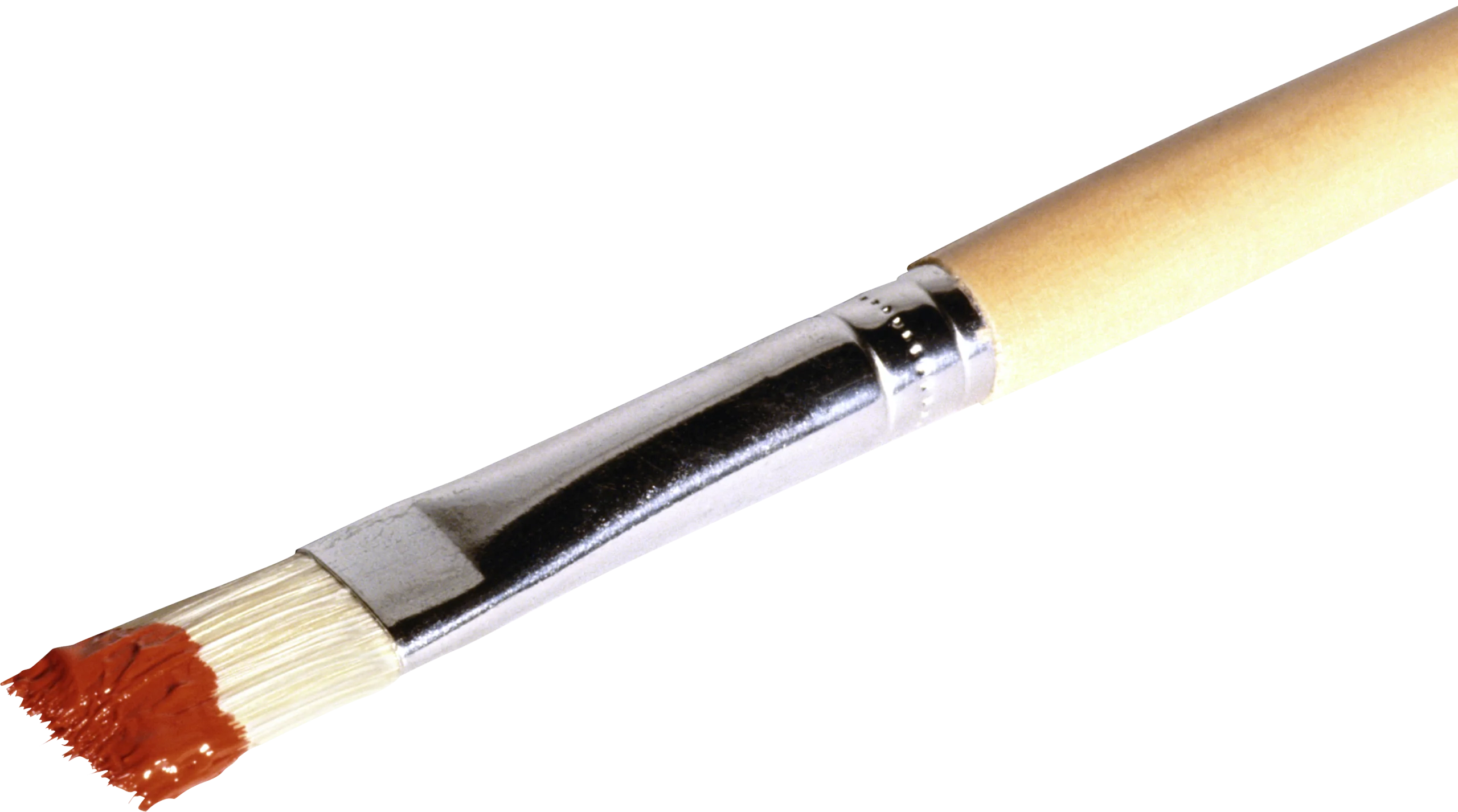 Professional Artist Paintbrush Clipart with Wooden Handle and Red Paint Tip