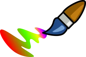Whimsical Artist's Paint Brush Leaving Colorful Strokes of Creativity - Playful Clipart Design