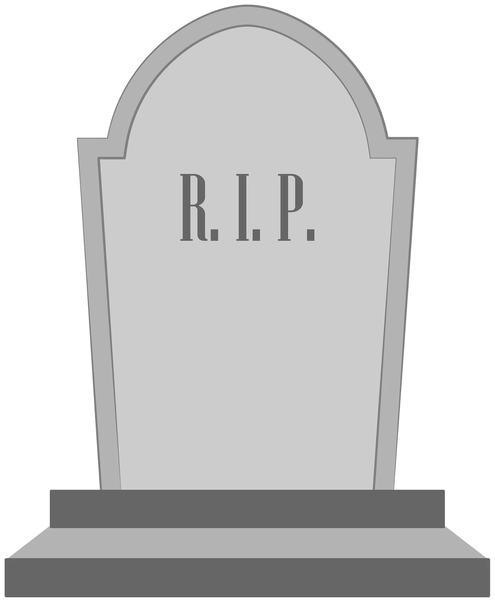 Minimalist Gray Tombstone Clipart with Classic R.I.P. Engraving