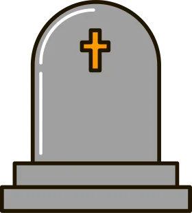 Minimalist Gray Tombstone Clipart with Golden Cross Symbolizing Remembrance