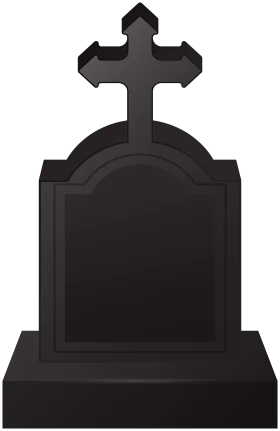 Somber Gothic Cross Tombstone Gravestone Silhouette Clipart Design