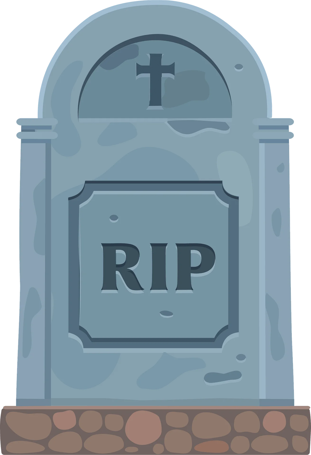 Vintage RIP Tombstone Clipart with Stone Texture and Christian Cross Symbol