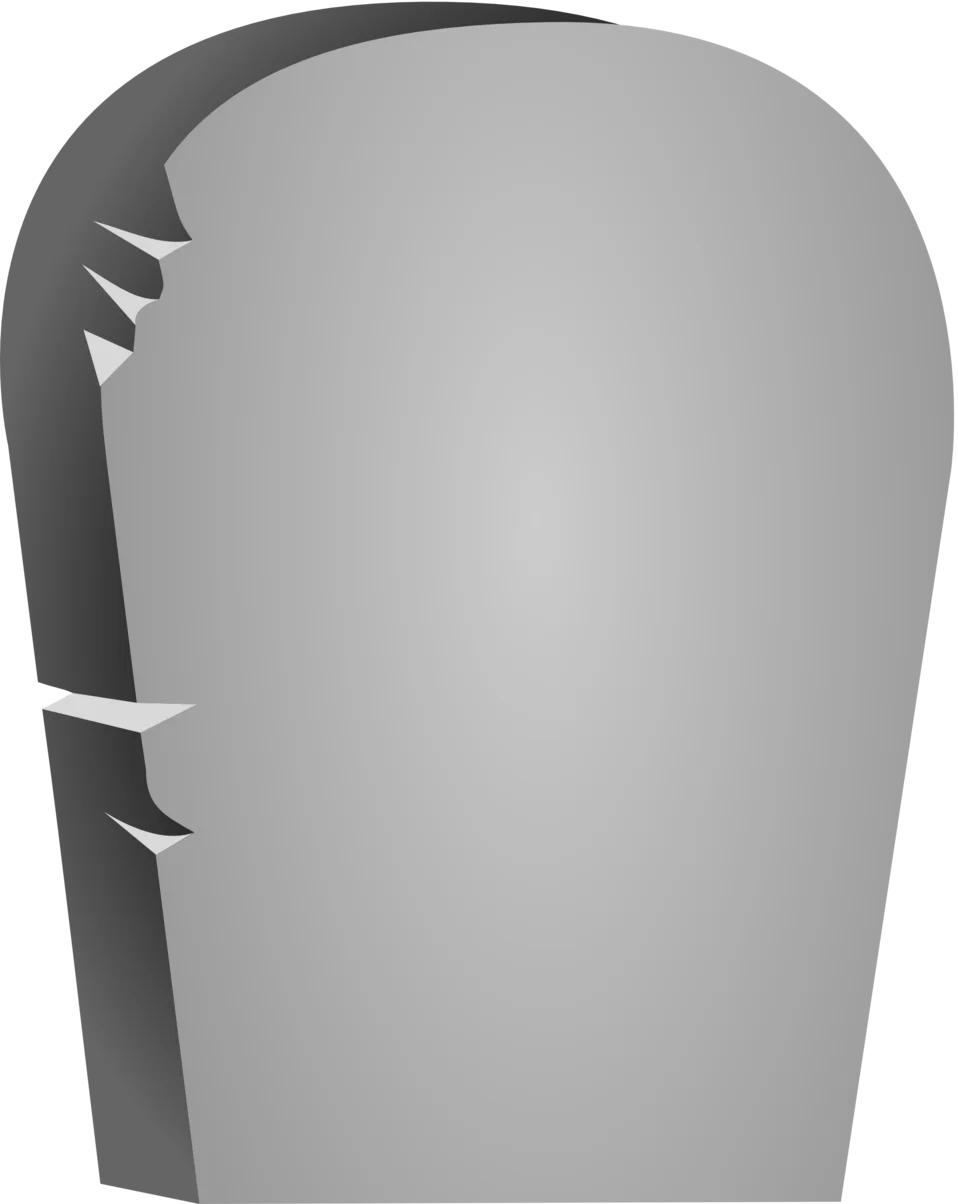 Minimalist Grayscale Tombstone Clipart with Shadowed Silhouette