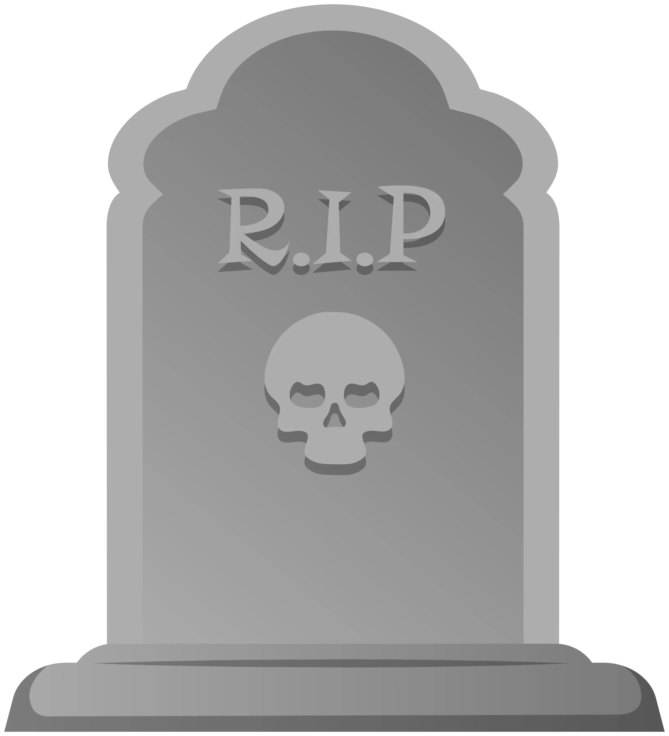 Monochrome Vintage Tombstone Clipart with Skull Emblem and RIP Inscription