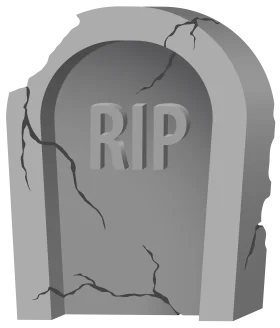 Vintage Weathered RIP Tombstone Clipart - Haunting Monochrome Gravestone Illustration