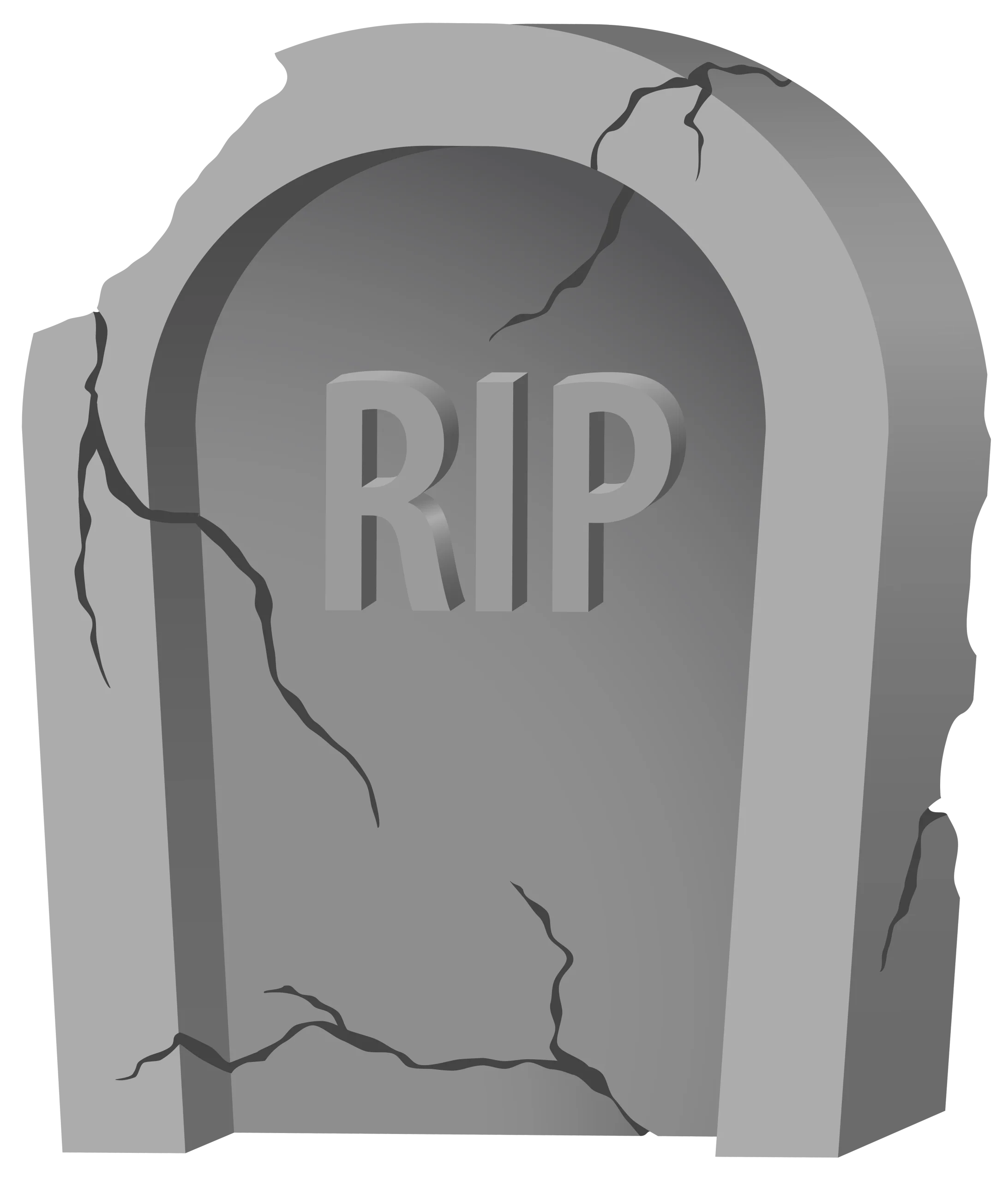 Vintage Weathered RIP Tombstone Clipart - Haunting Monochrome Gravestone Illustration