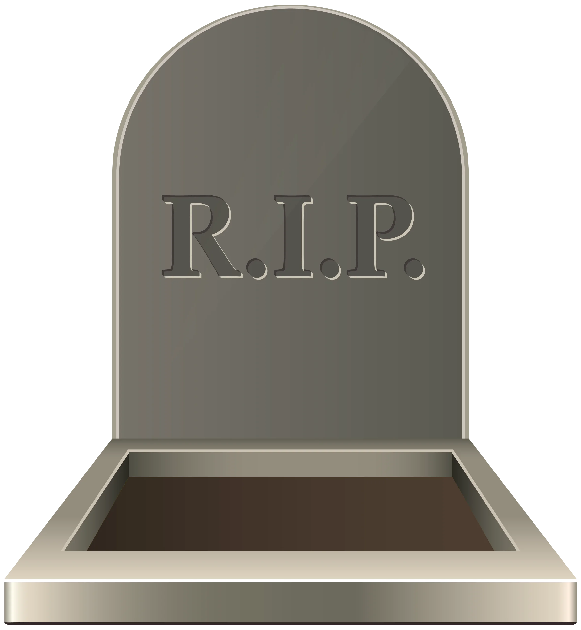 Minimalist Gray Stone Tombstone Clipart with R.I.P. Engraving and Open Base