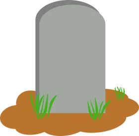 Minimalist Tombstone Clipart with Earthy Brown Ground and Verdant Grass Patches