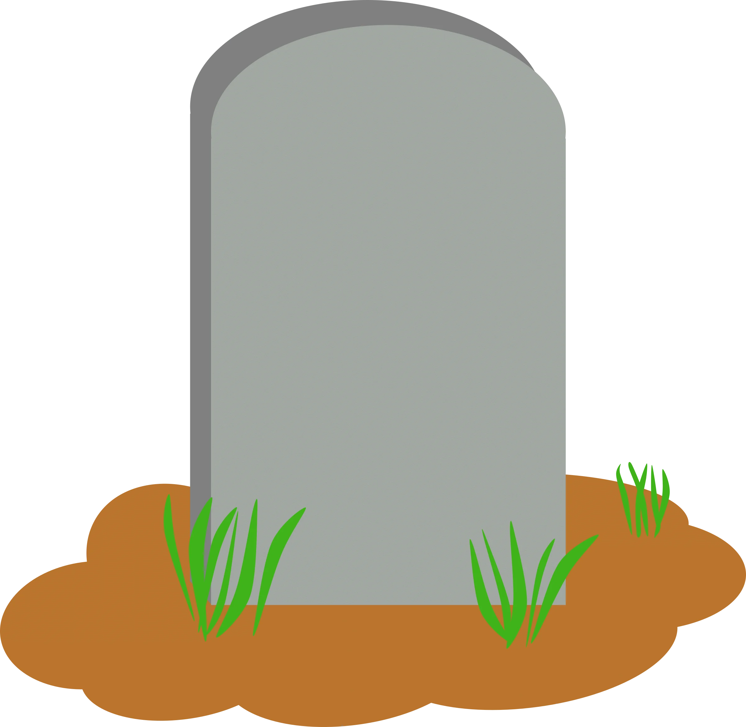 Minimalist Tombstone Clipart with Earthy Brown Ground and Verdant Grass Patches