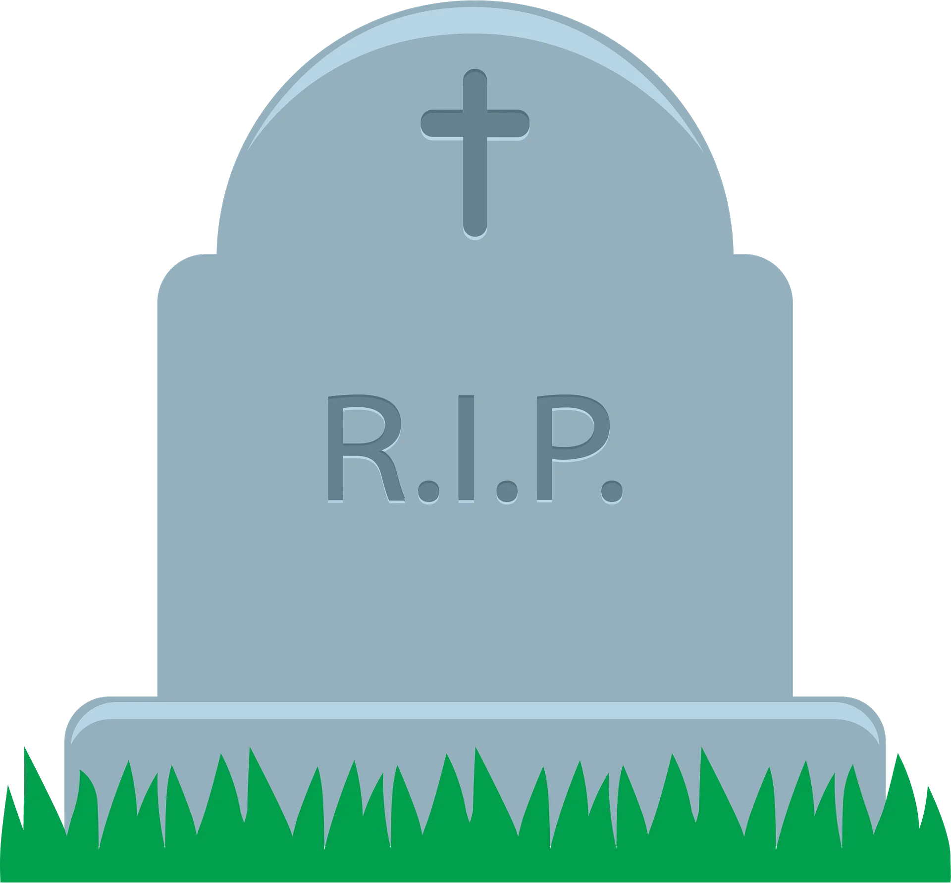 Serene Gray Tombstone Clipart Depicting Memorial Stone with Cross Symbol