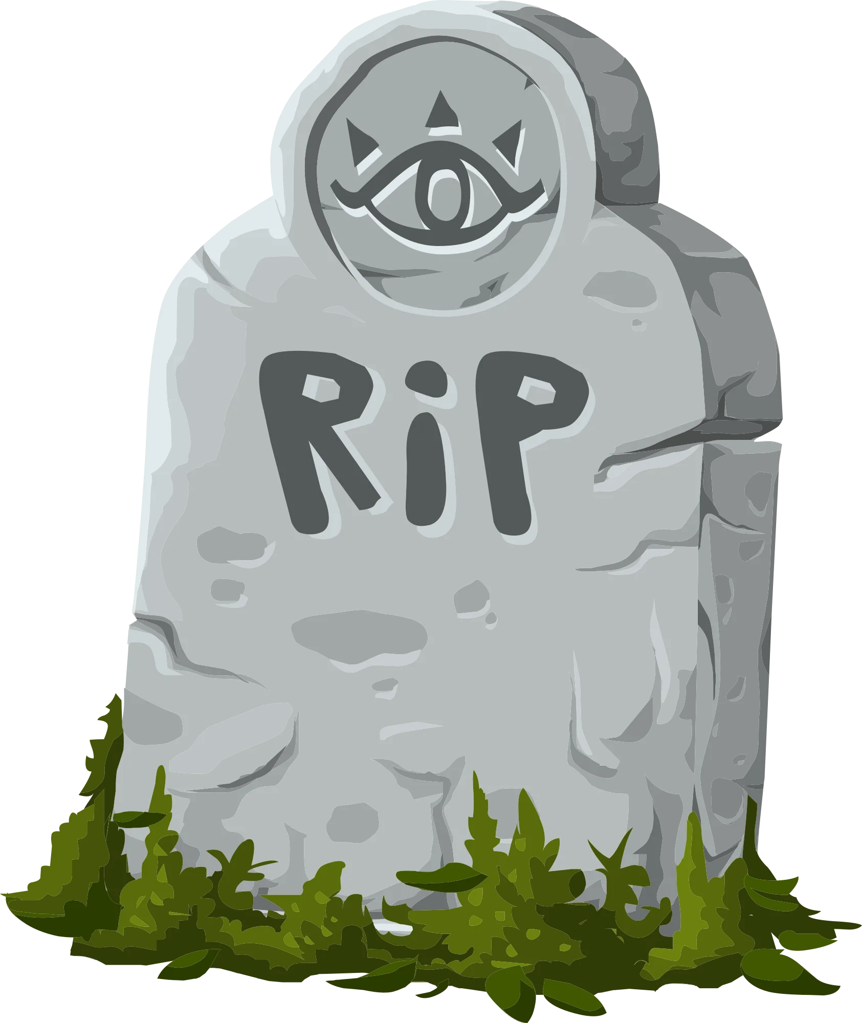 Somber RIP Tombstone Clipart with Mysterious All-Seeing Eye Symbol