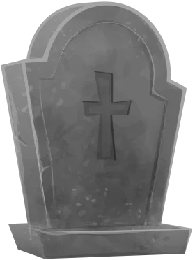 Classic Stone Gravestone Clipart with Engraved Cross - Memorial Marker Illustration