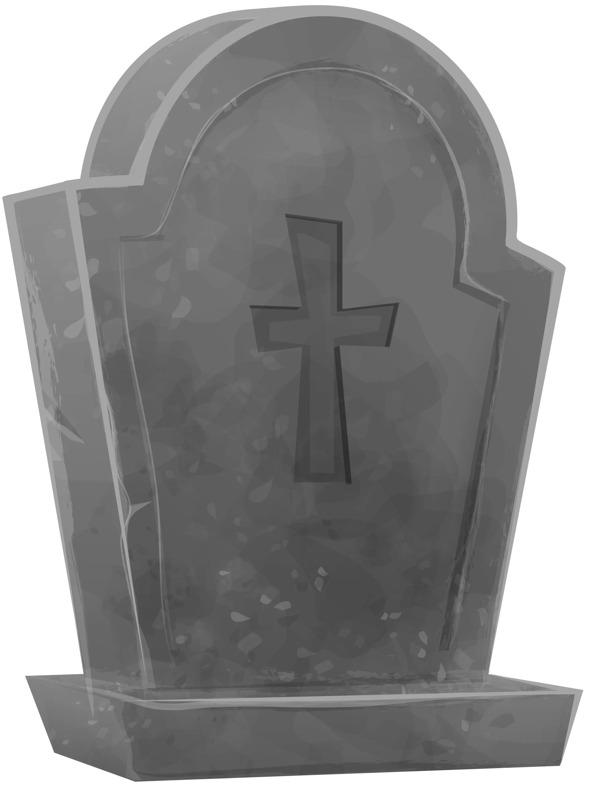 Classic Stone Gravestone Clipart with Engraved Cross - Memorial Marker Illustration