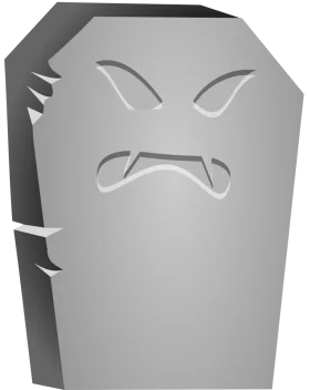 Grumpy Tombstone Clipart - An Animated Stone Memorial with Angry Expression