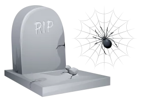 Haunting RIP Tombstone Clipart with Eerie Spider Web Illustration