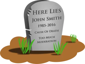 Humorous Tombstone Clipart Depicting Satirical Cause of Demise for John Smith