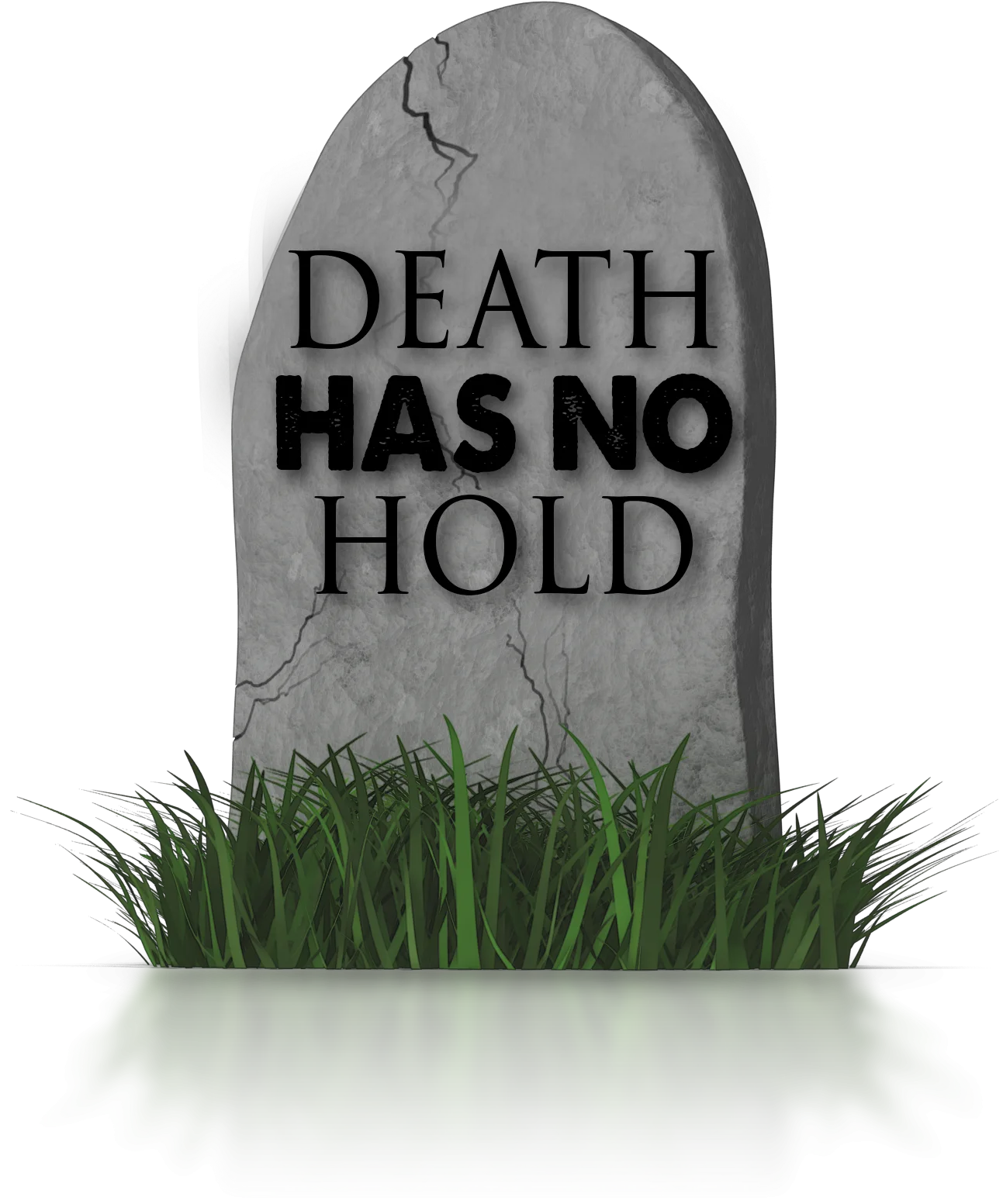 Inspirational Death Has No Hold Monochrome Tombstone Clipart with Symbolic Messaging