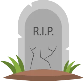 Minimalist Grayscale RIP Tombstone Clipart with Subtle Grassy Elements