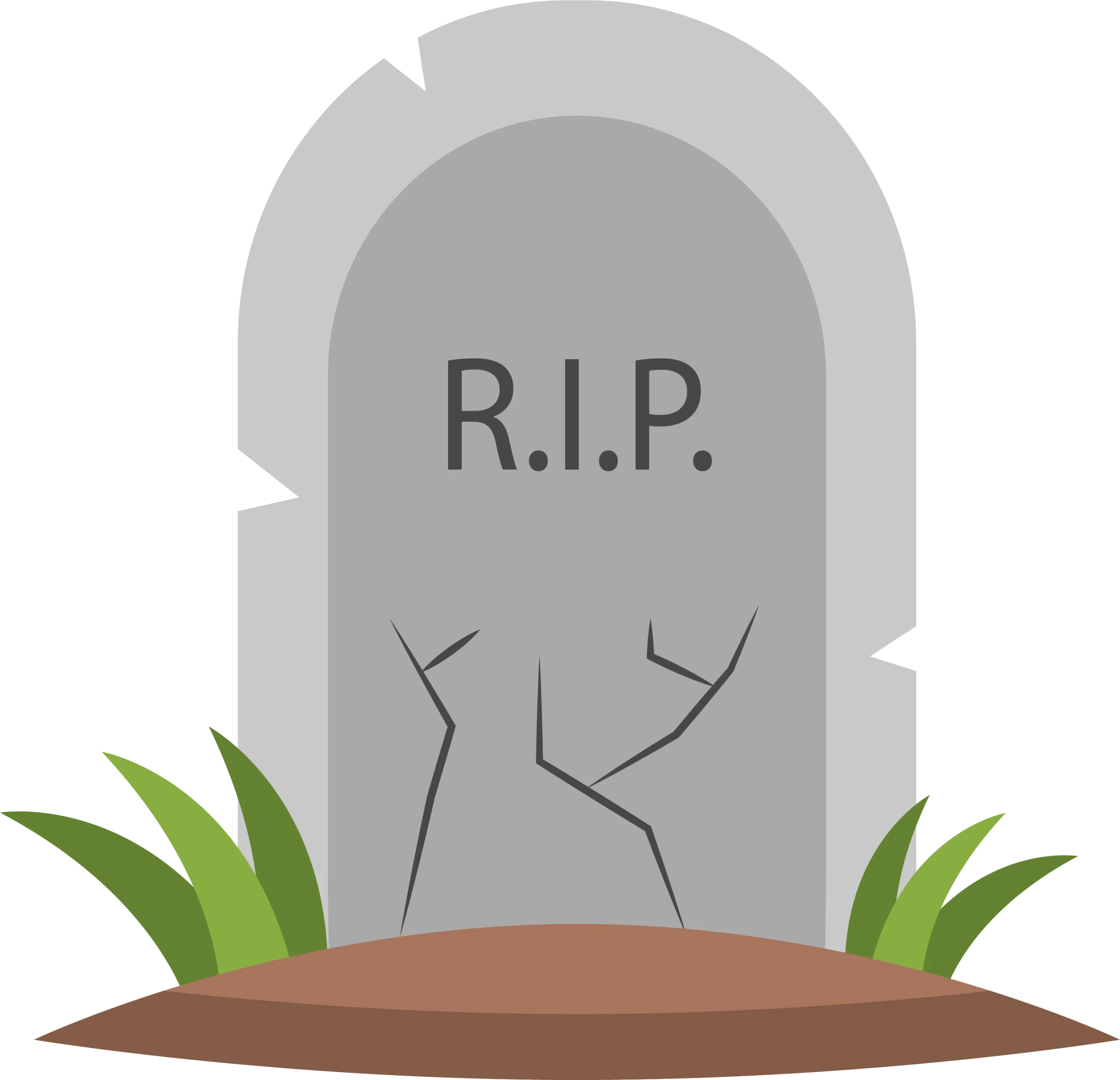 Minimalist Grayscale RIP Tombstone Clipart with Subtle Grassy Elements