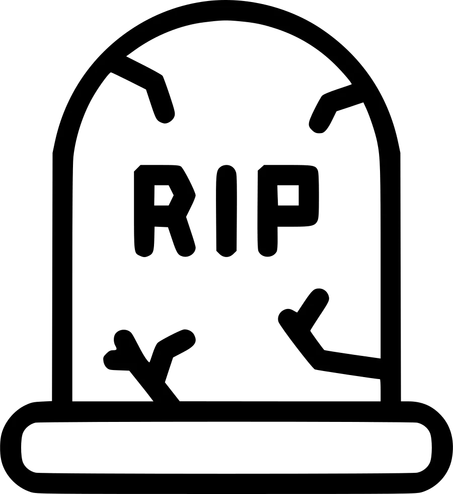 Minimalist RIP Tombstone Clipart with Simple Monochromatic Gravestone Outline