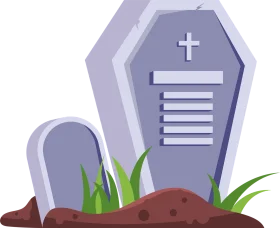 Serene Grayscale Cemetery Tombstones Minimalist Clipart Illustration