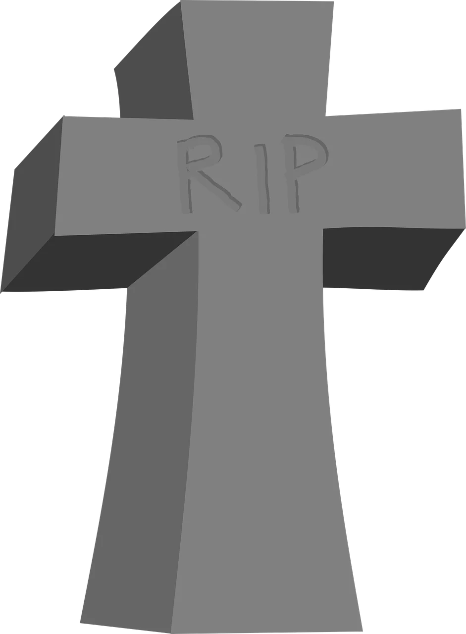 Somber RIP Cross Tombstone Clipart - Monochrome Grave Memorial Symbol