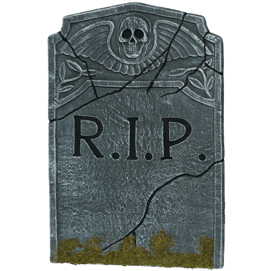 Vintage R.I.P. Tombstone Clipart with Skull and Gothic Decorative Elements