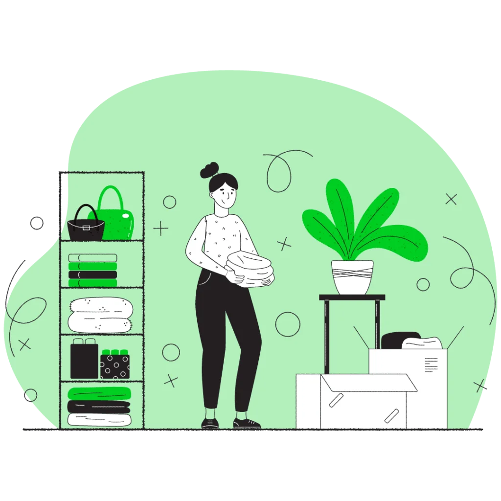 Minimalist Green Home Office Space with Stylish Organization Clipart Illustration
