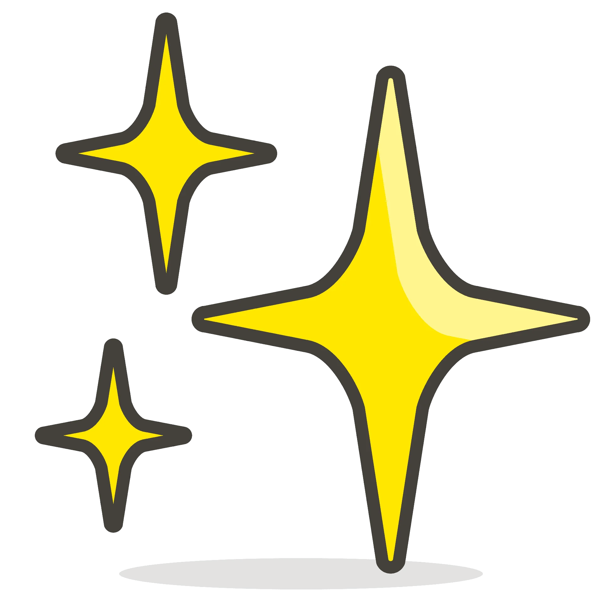 Radiant Four-Point Star Sparkle Clipart Graphic: Gleaming Celestial Icons