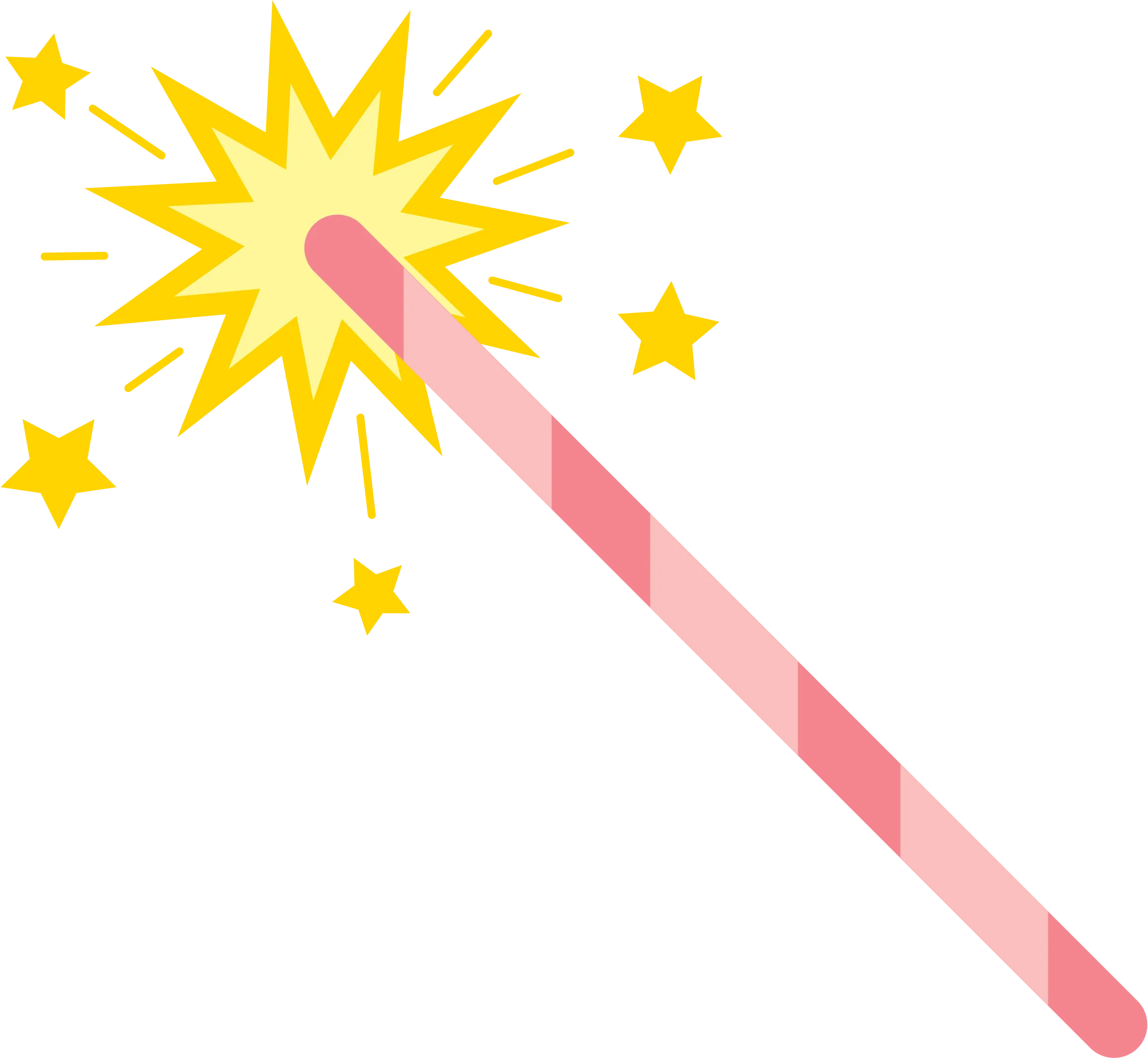 Magical Sparkling Wand Clipart with Radiant Yellow Starburst Effect