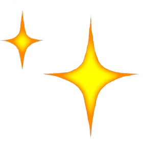 Radiant Four-Pointed Star Sparkle Clipart with Luminous Yellow and Orange Gradient
