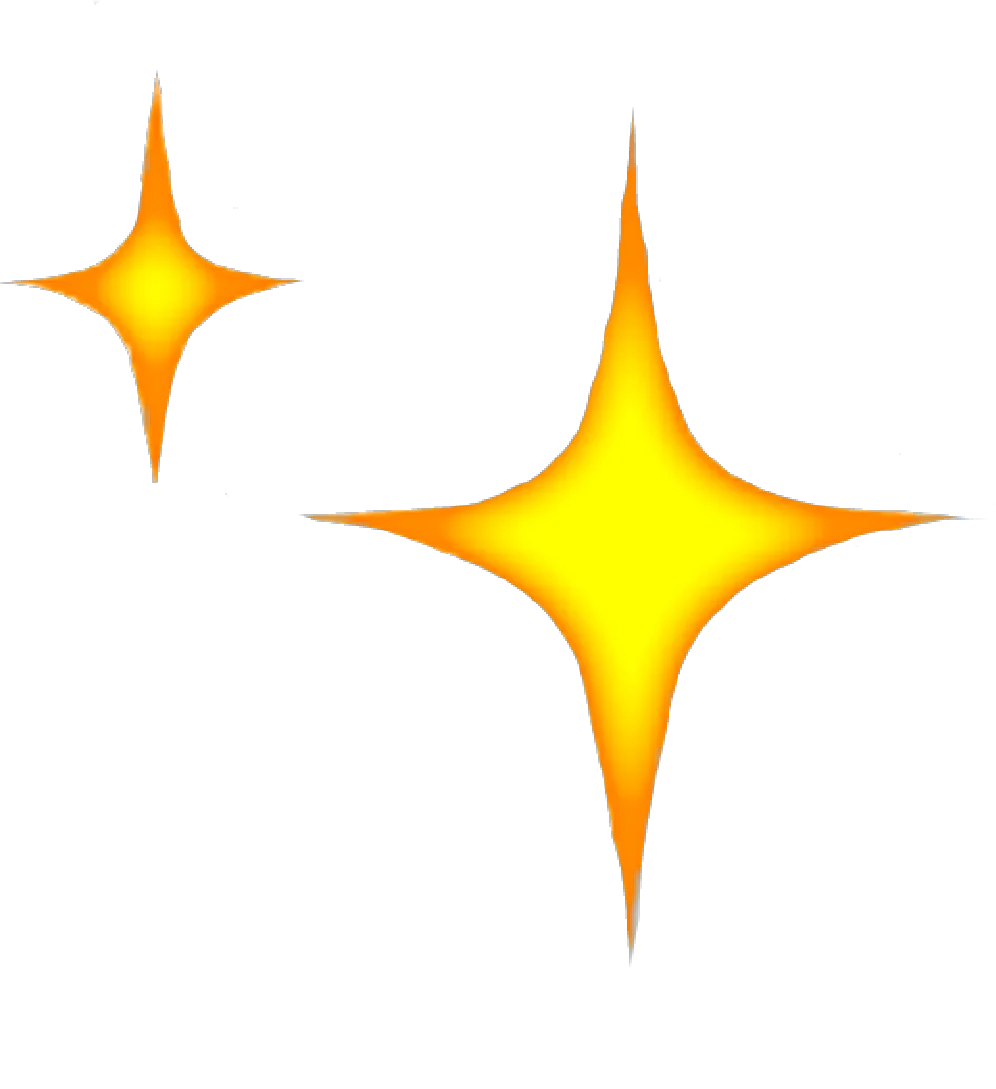 Radiant Four-Pointed Star Sparkle Clipart with Luminous Yellow and Orange Gradient