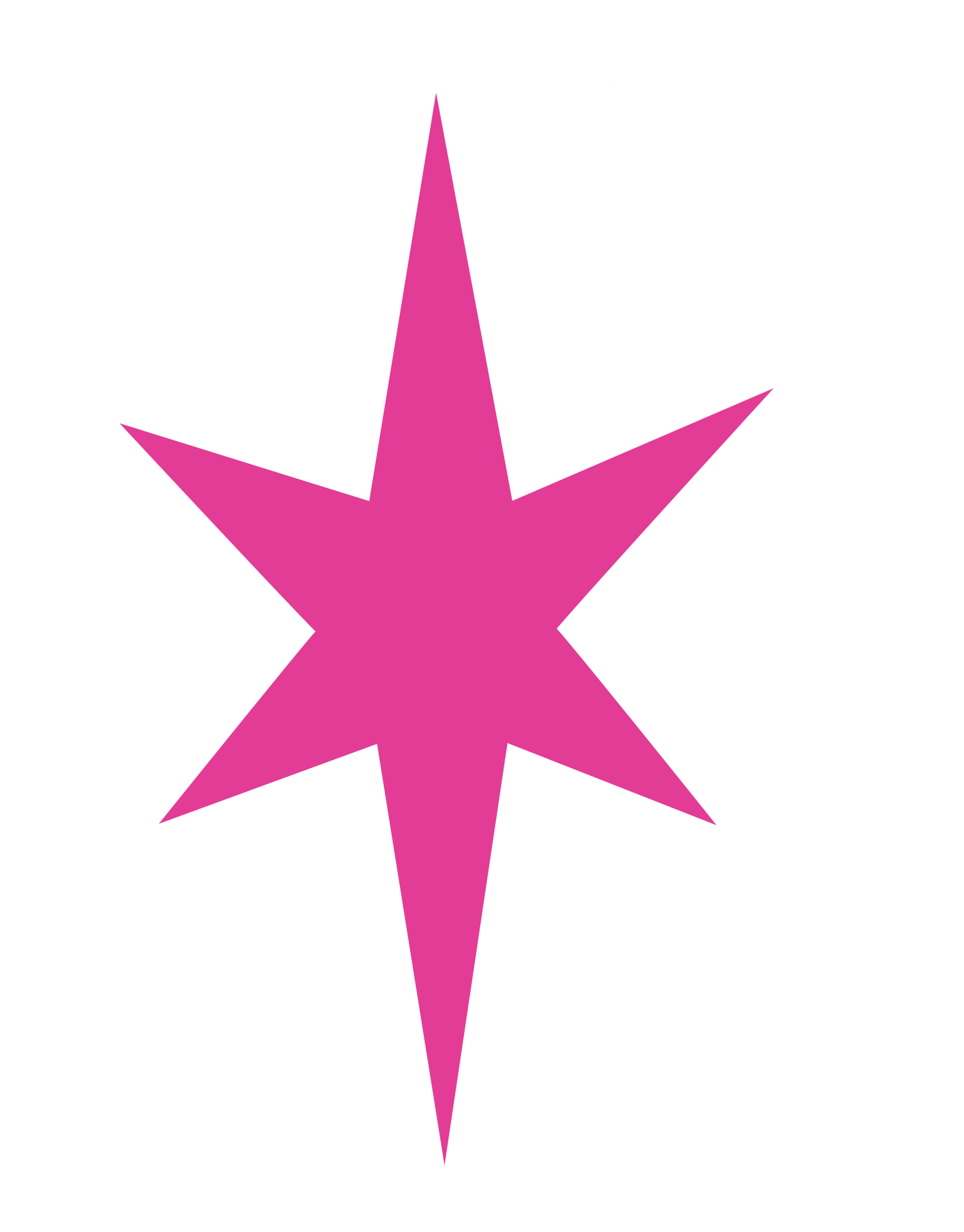 Bold Hot Pink Six-Pointed Star Sharp Edged Symmetrical Clipart Graphic