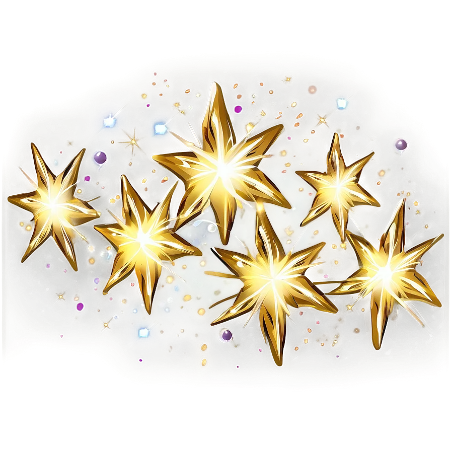Luminous Golden Star Burst Clipart with Radiant Celestial Glow and Soft Sparkles