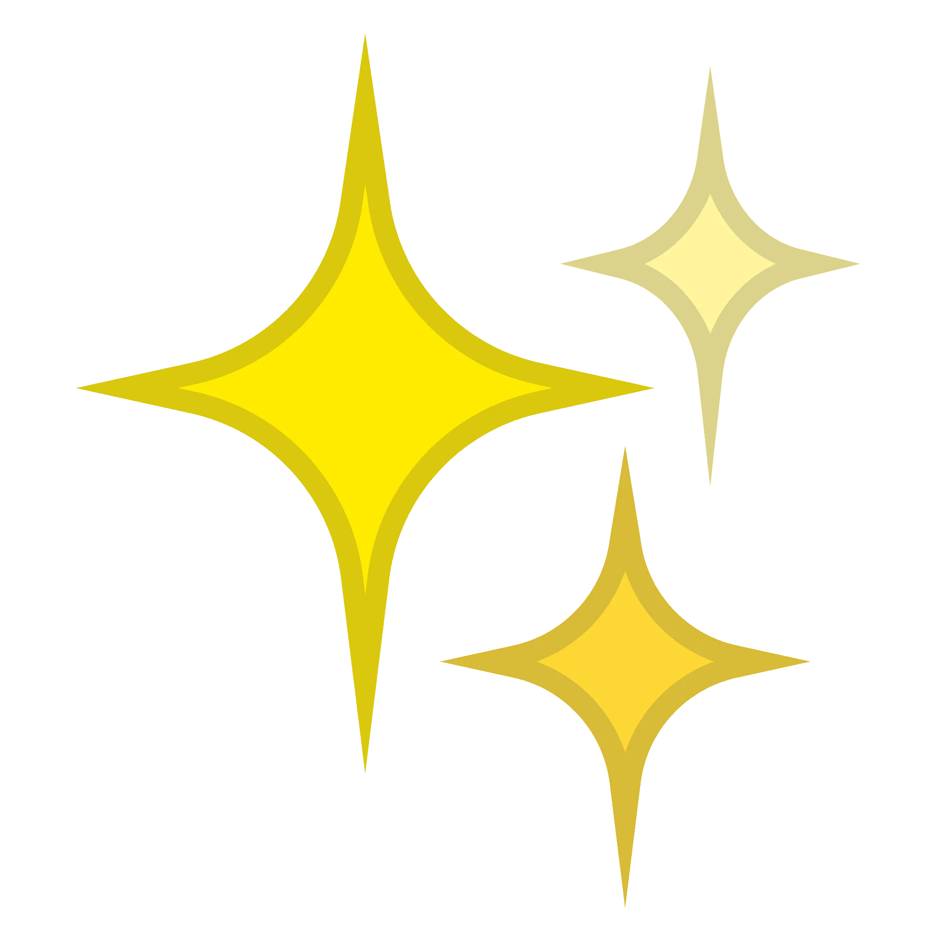 Luminous Yellow Star-Shaped Sparkle Clipart Collection with Gradient Shine