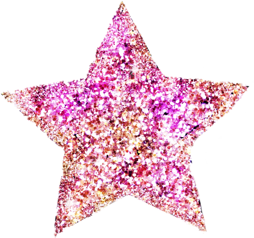 Radiant Pink Glitter Star Sparkle Clipart: Luminous Festive Graphic Element