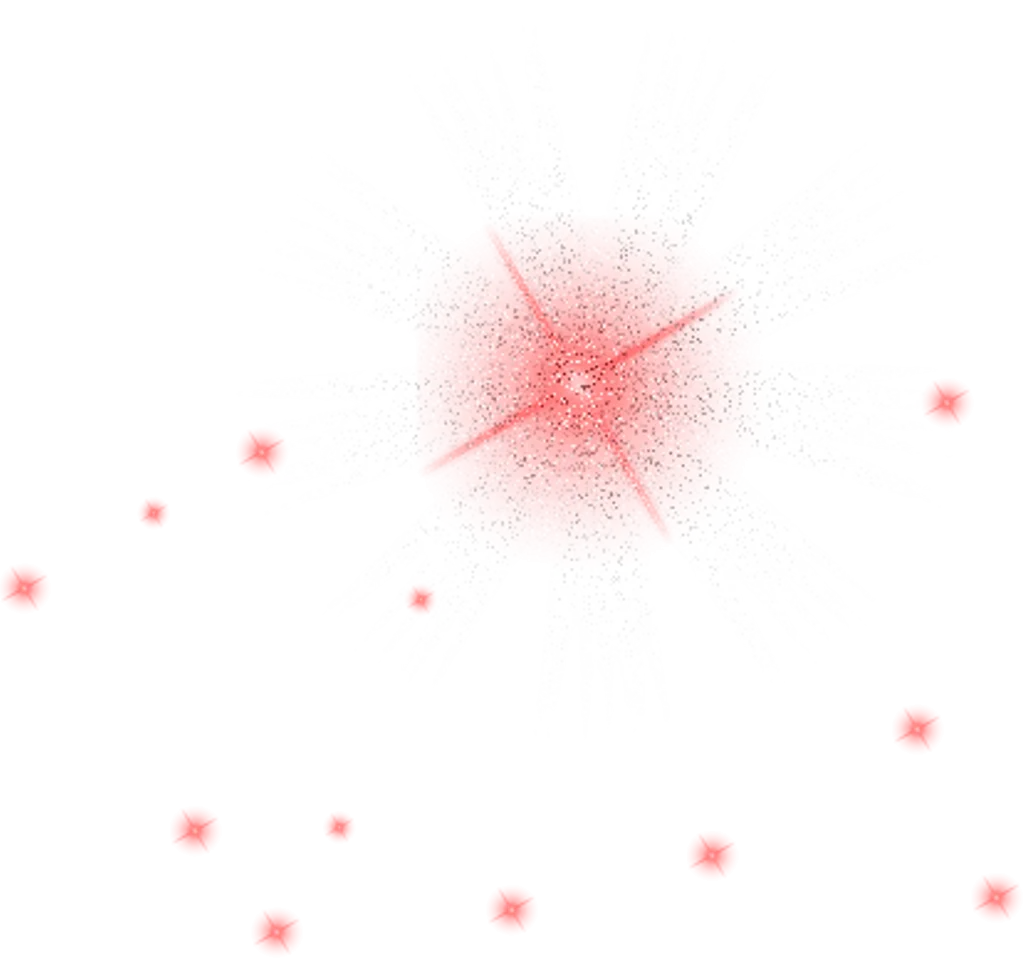 Radiant Red Starburst Sparkle Clipart with Soft Glowing Dot Accents