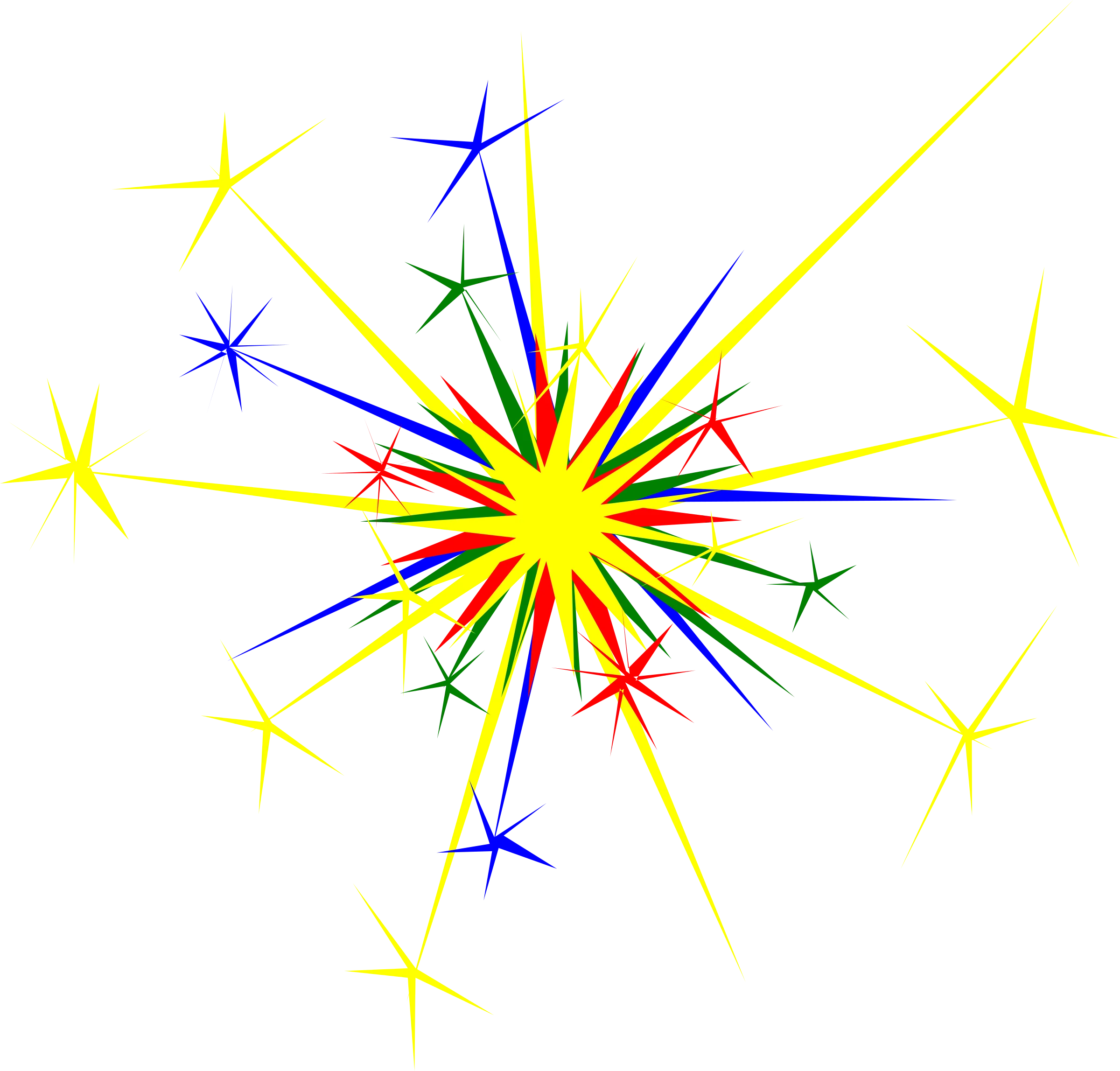 Radiant Starburst Explosion Clipart with Multicolored Dynamic Rays
