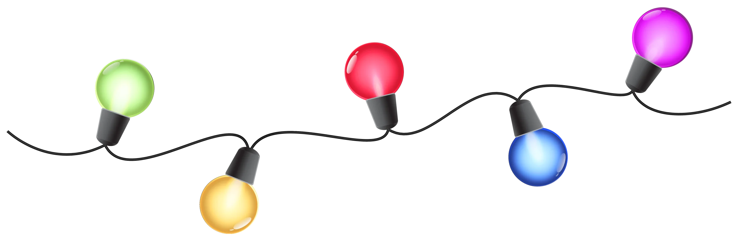Cheerful String of Glowing Christmas Light Bulbs Clipart Illustration
