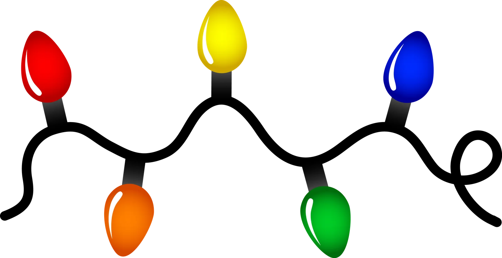 Festive Christmas Light Bulb String Clipart - Colorful Holiday Decoration Graphic